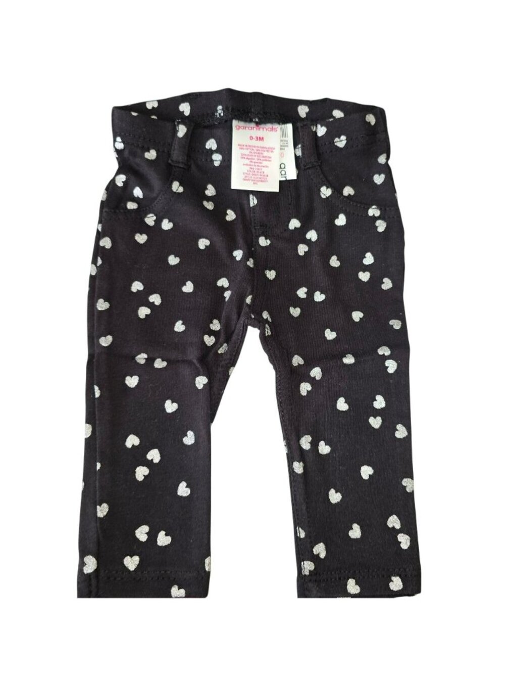 Garanimals Pants Black and Silver Heart Baby Girls Jegging Legging 0-3 Mo LH7228